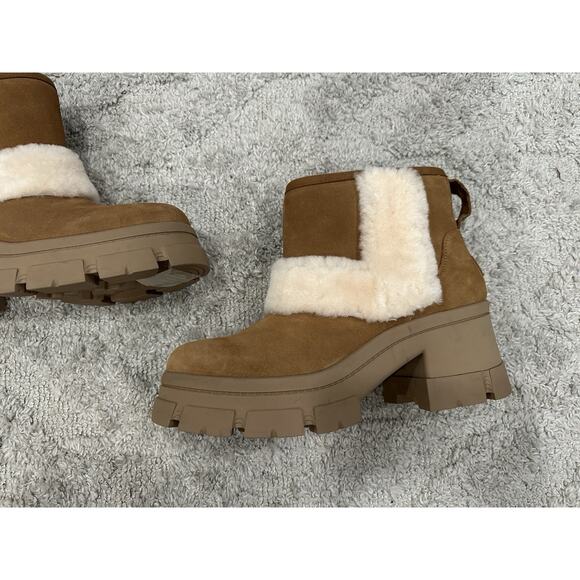 UGG Brooklyn Sunburst Platform Boots Women's Chestnut Suede US 12 - Picture 4 of 10